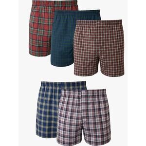 Hanes Men's M 5-Pack Cool & Breathable Cotton Assorted Plaid Boxer Shorts C3-3